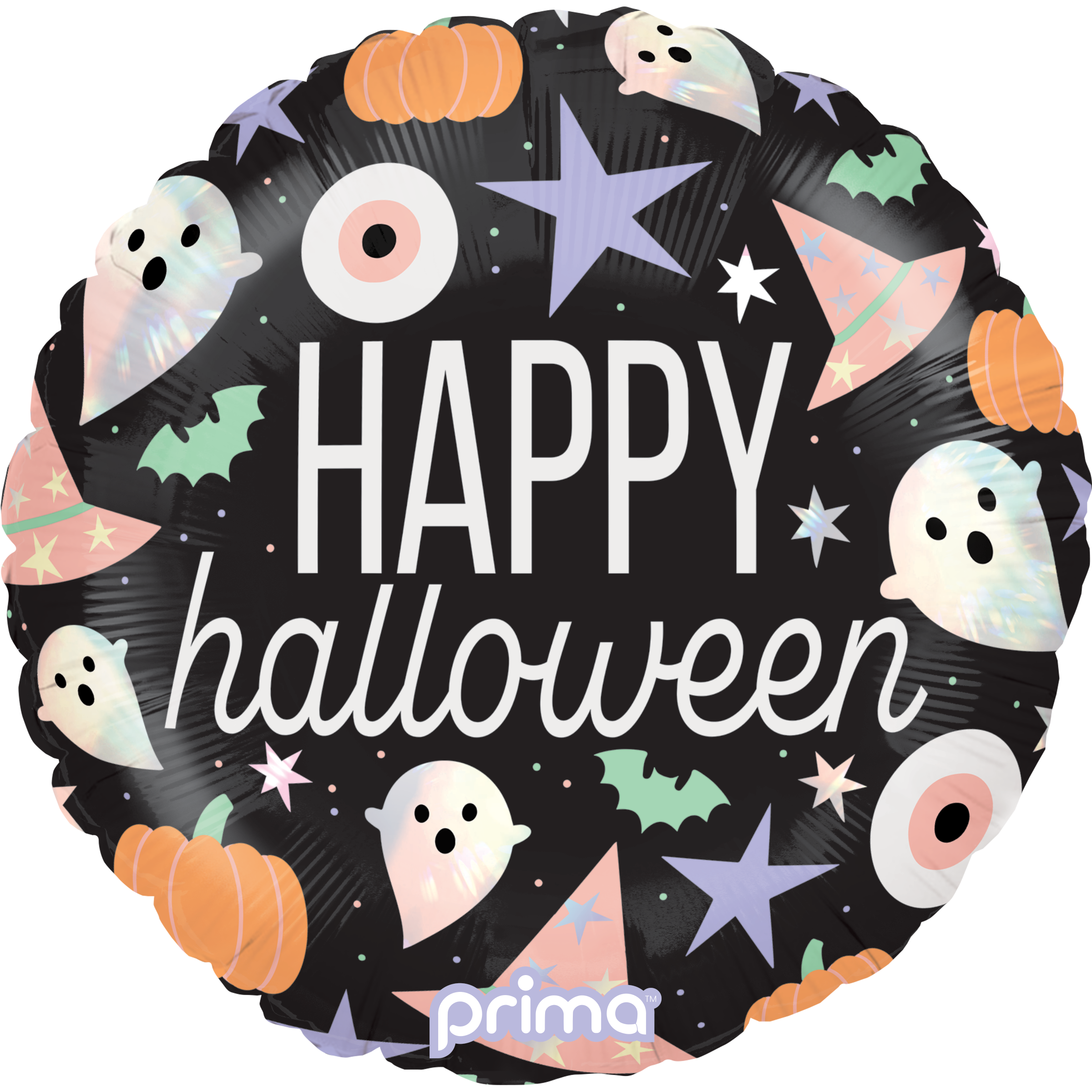 PRIMA 18" Round Happy Halloween Holographic Icons